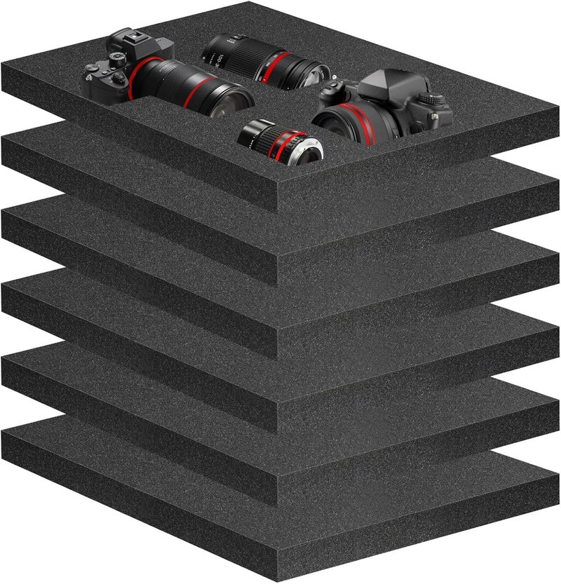 Eunice 6Pcs Polyurethane Foam Sheets - 16 x 12 x 1.5 Inch Cuttable Foam Inserts for Cases, Packing Foam Pads for Tool Box, Camera Storage and Crafts - Image 1